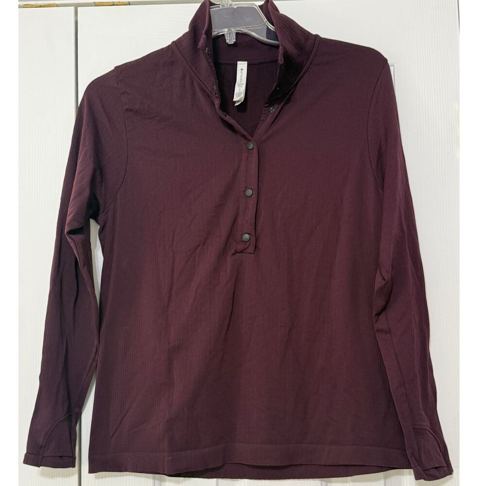 Athleta 3/4 Neck Pullover Sweatshirt, Maroon/Plum, Size XL